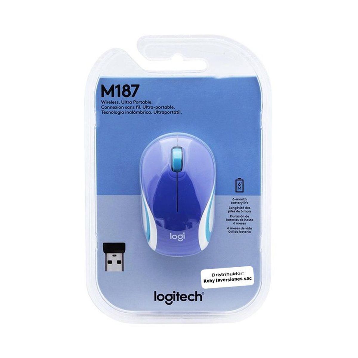 LOGITECH - Mouse logitech m187 inalámbrico mini refresh - azul