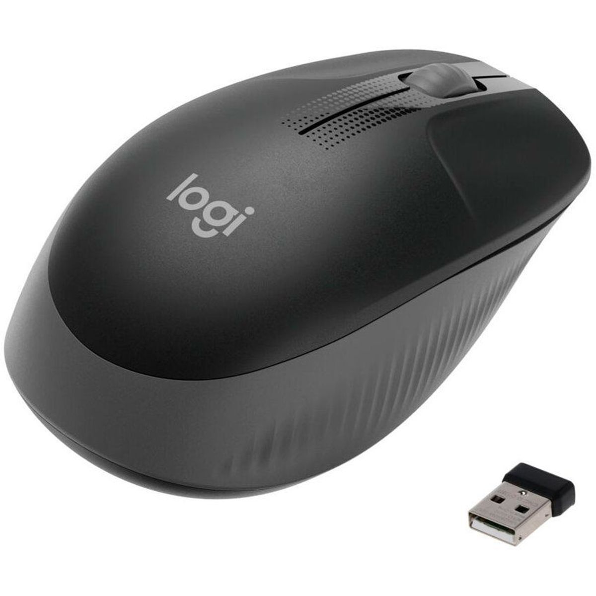 LOGITECH - Mouse logitech m190 inalámbrico usb ergonómico - negro gris