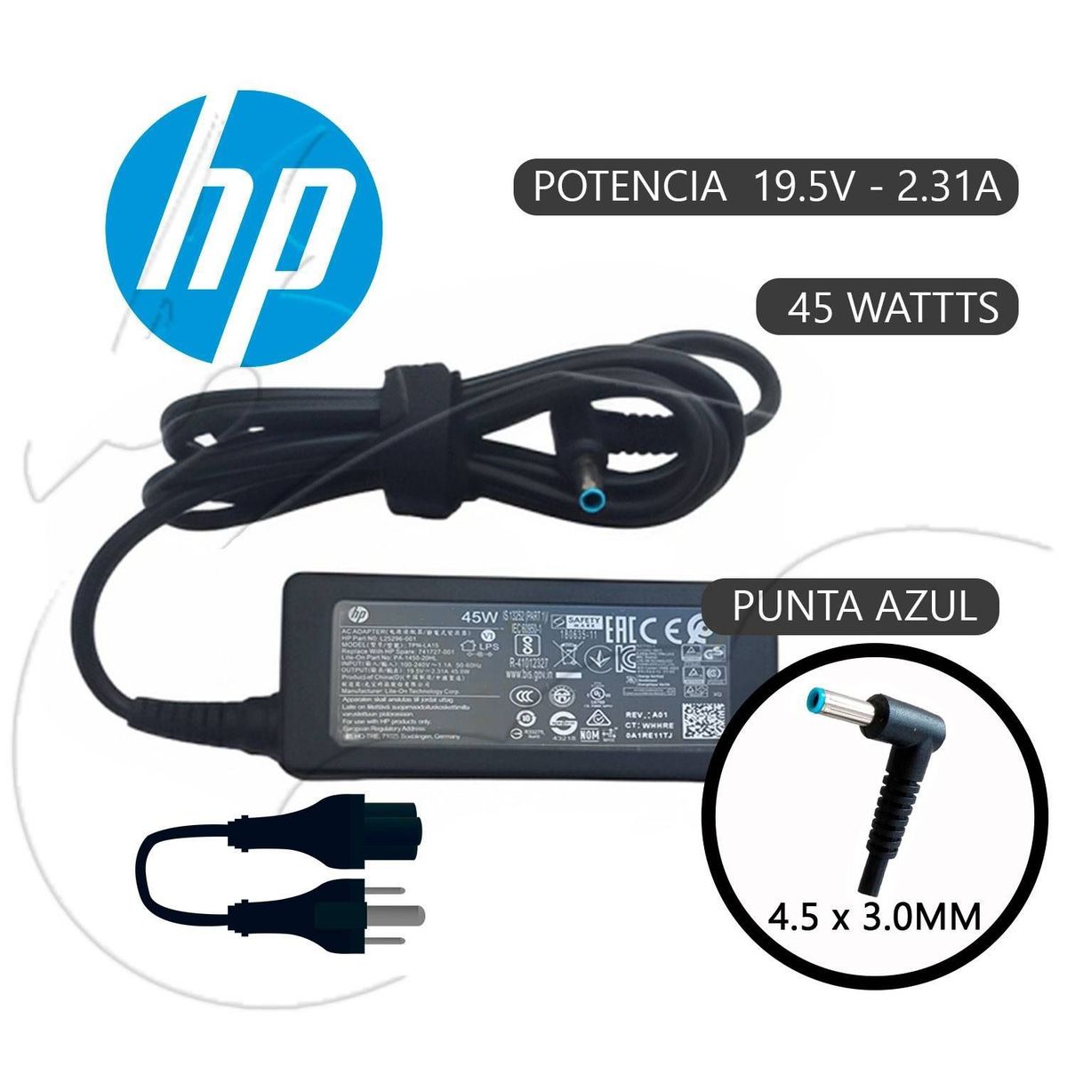 HP - Cargador Laptop HP Original  Punta Azul  195v - 231A - 45W
