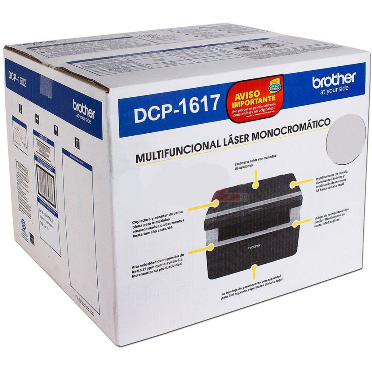 BROTHER - Impresora multifunción laser brother dcp-1617nw wifi - negro
