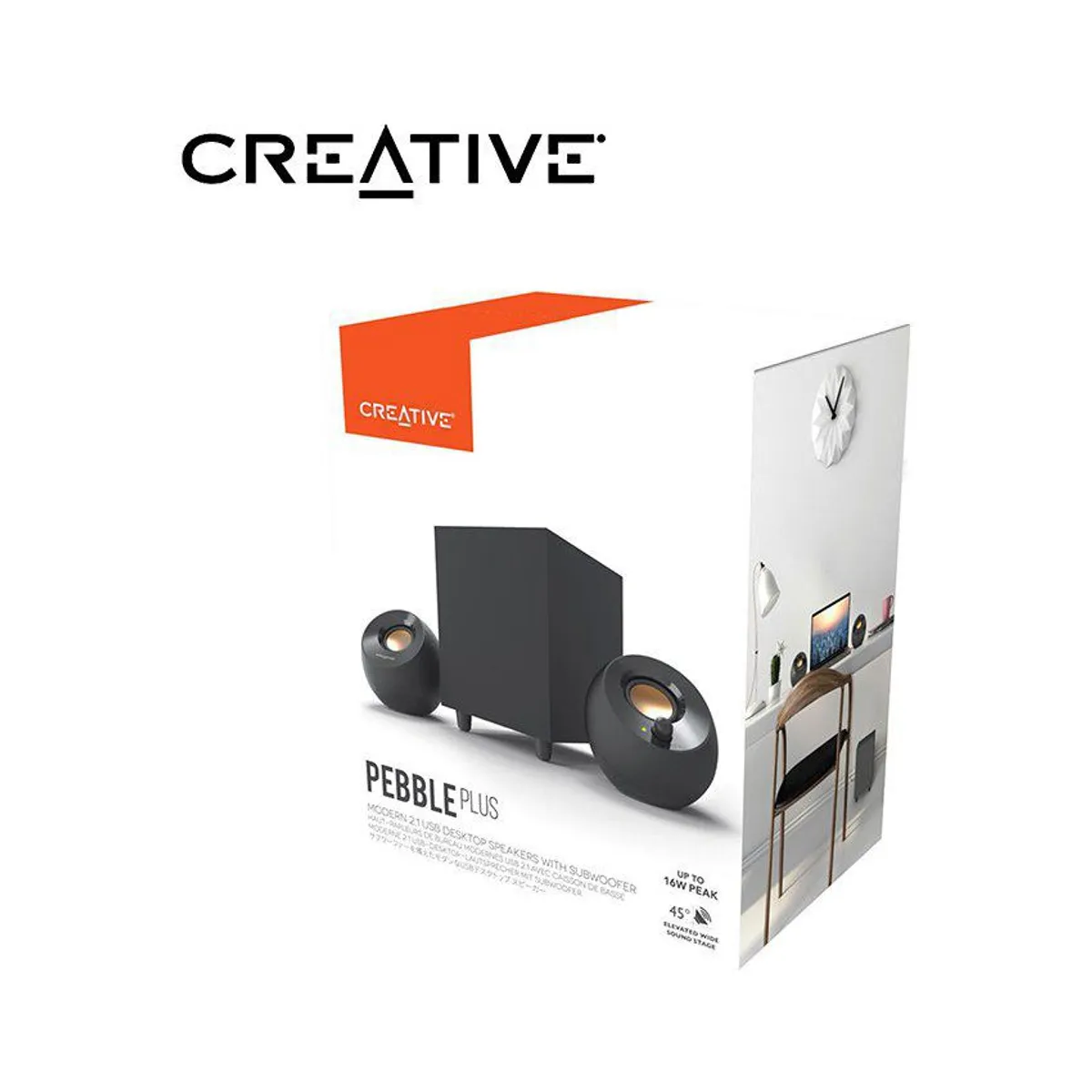 CREATIVE - Parlante para pc creative 2.1 pebble plus 45° - negro