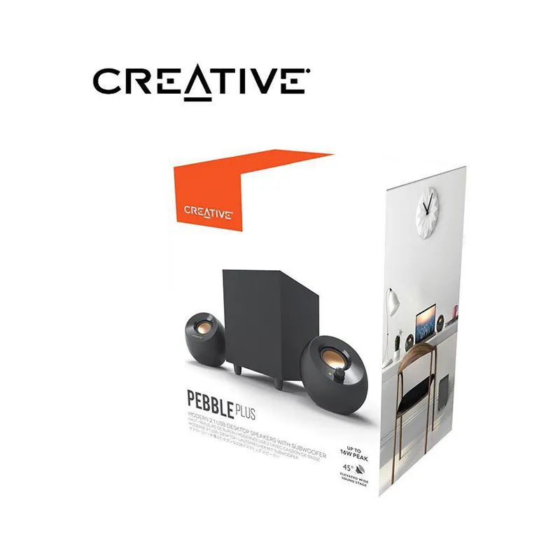 CREATIVE - Parlante para pc creative 2.1 pebble plus 45° - negro