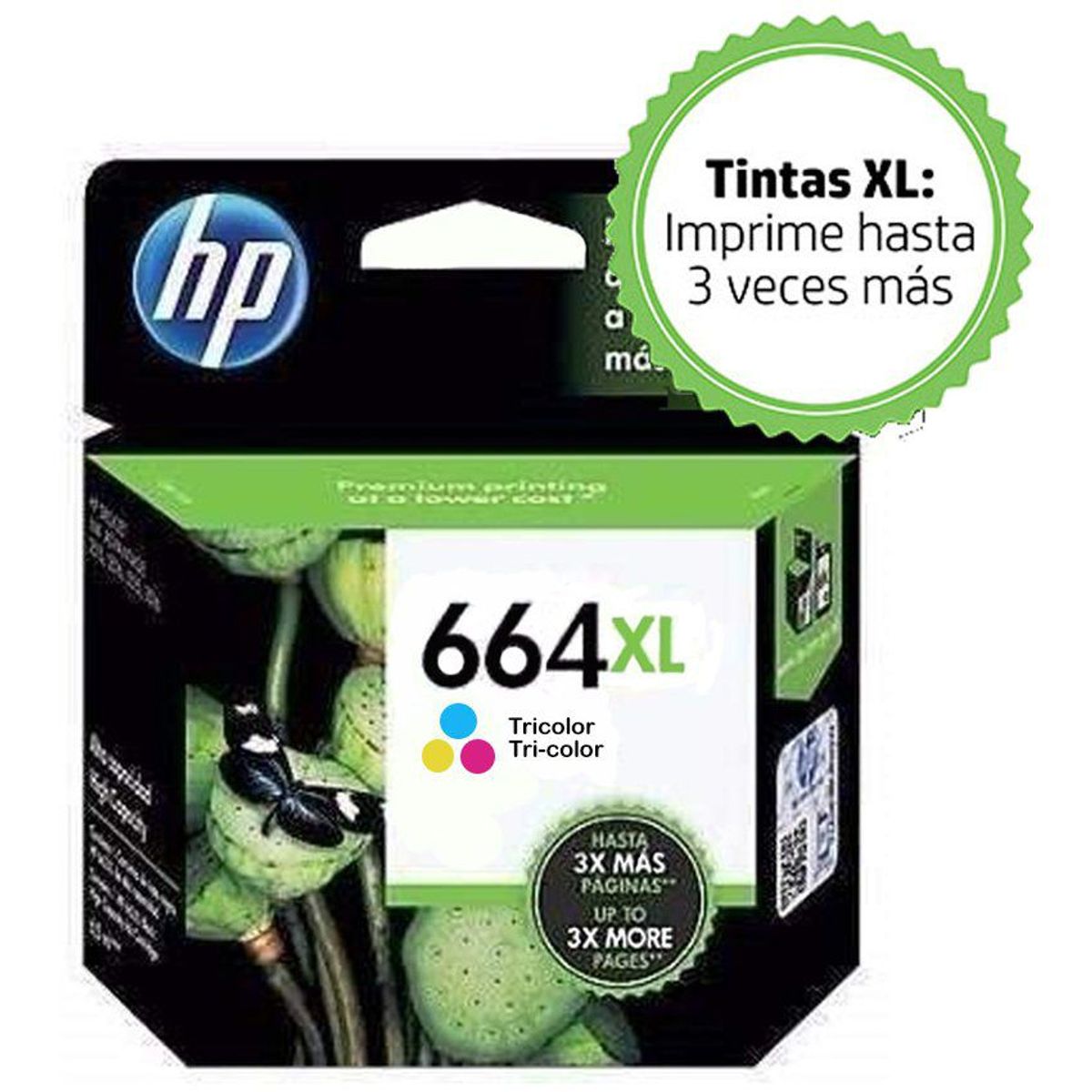 HP - Hp tinta de alta capaidad 664xl tricolor f6v30al