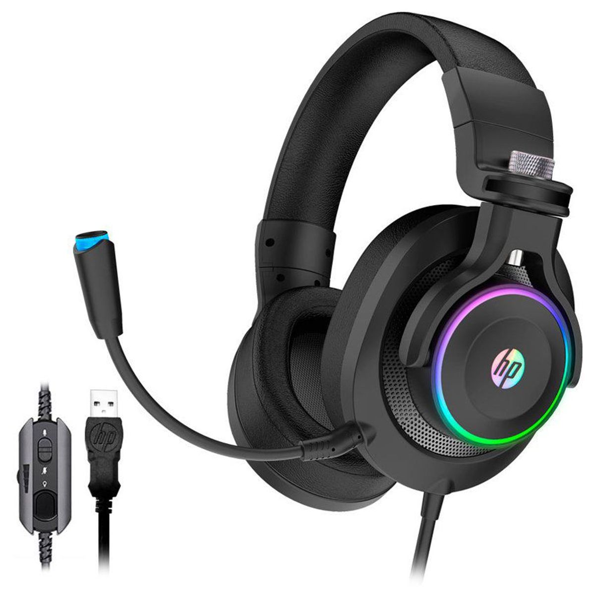 HP - Audífono gamer hp h500gs 7.1 rgb pc laptop - negro