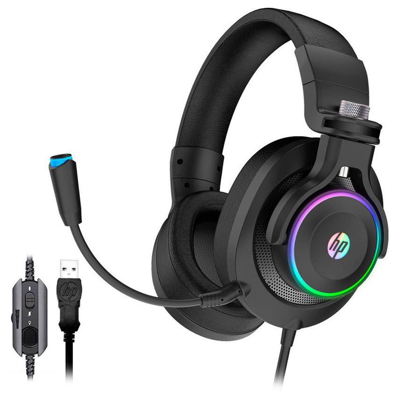 HP - Audífono gamer hp h500gs 7.1 rgb pc laptop - negro
