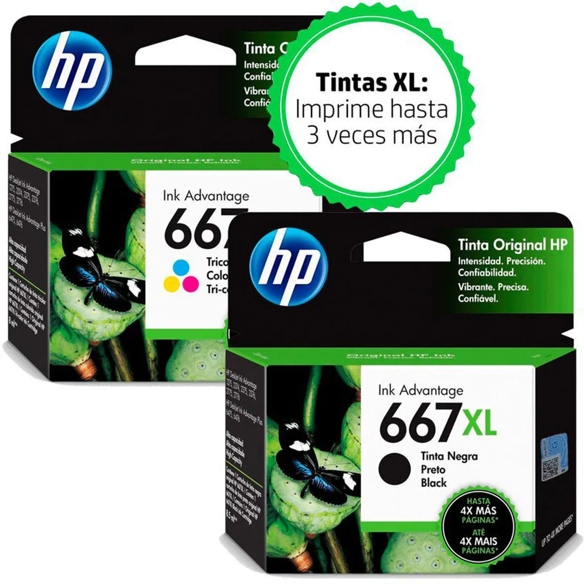 HP - Kit cartucho hp 667xl  negro + tricolor 330 páginas- 480 páginas
