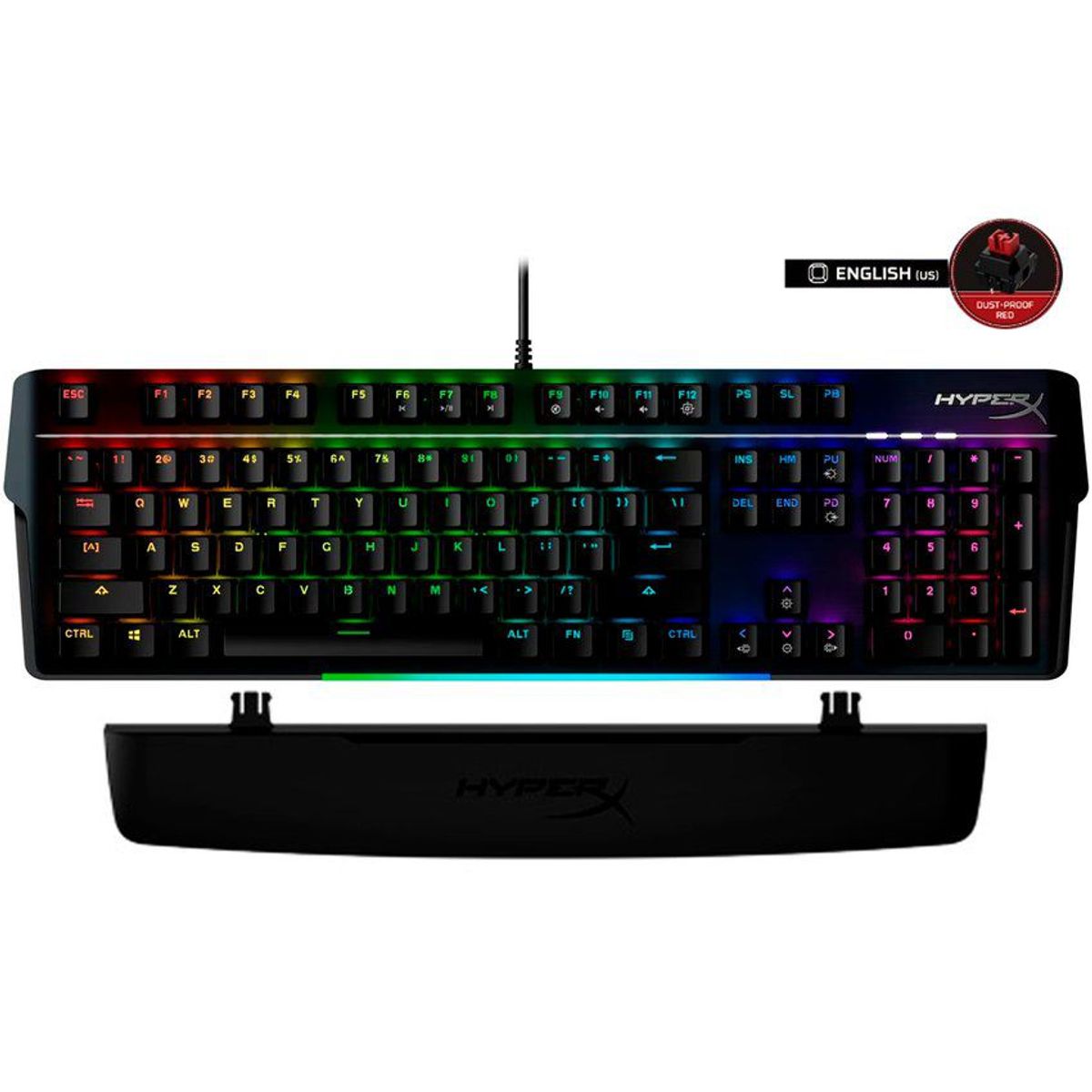 HYPERX - Hyperx alloy mkw100 teclado mecanico 100 + reposa muñeca - red inglés