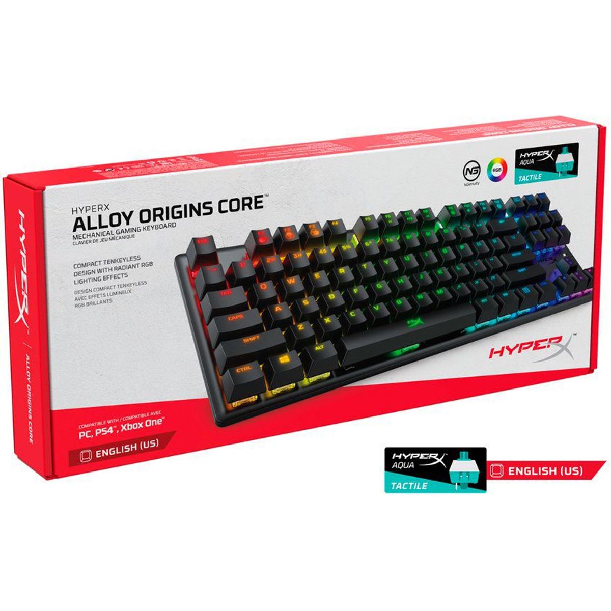 HYPERX - Teclado gamer hyperx alloy origins core aqua inglés rgb