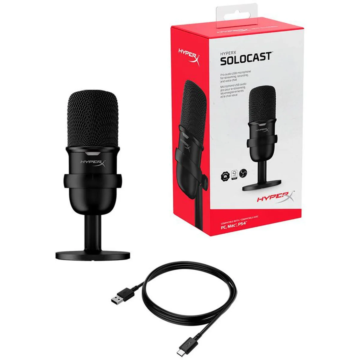 HYPERX - Micrófono hyper x solocast usb para streamers - condensador