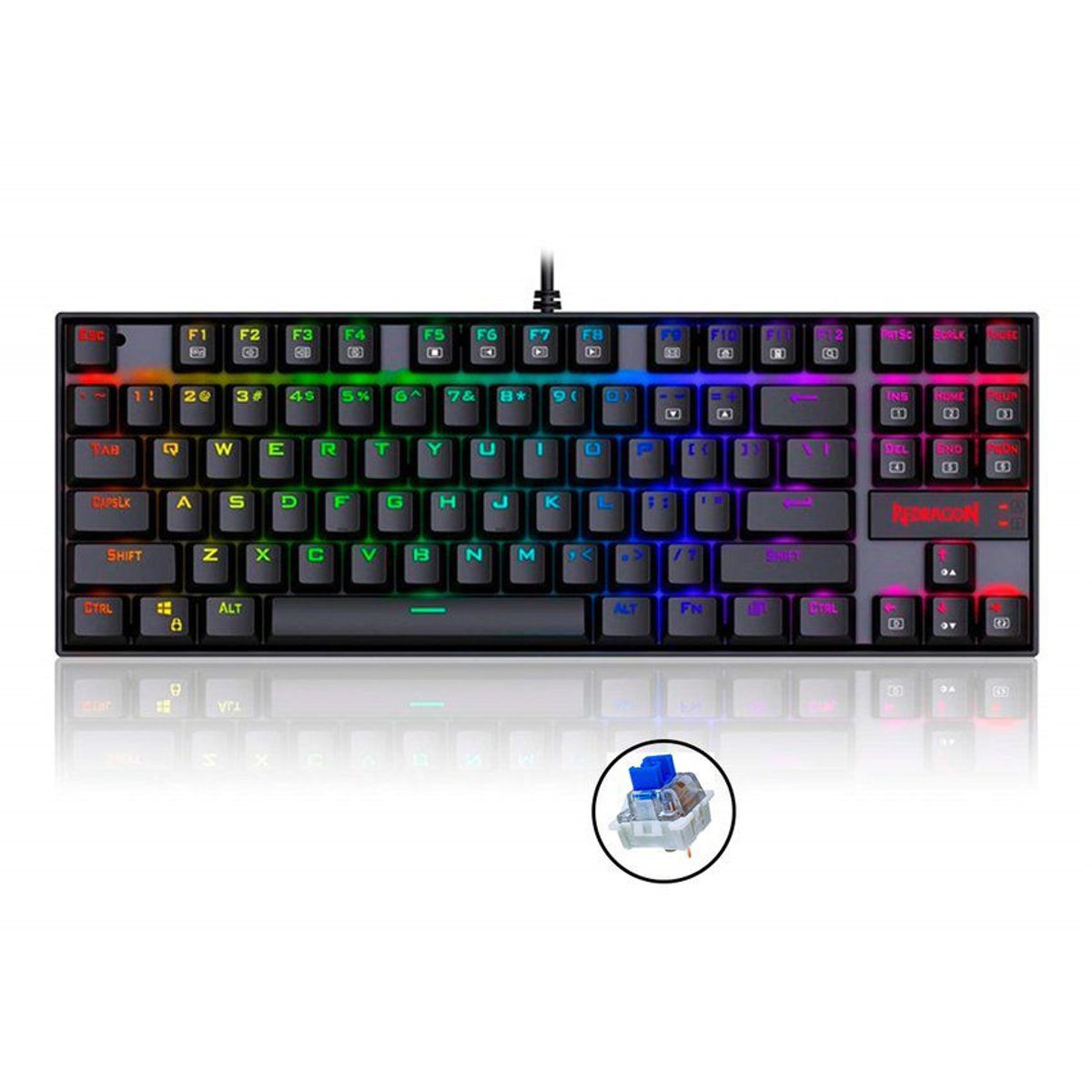 REDRAGON - Teclado mecánico redragon kumara tkl switch  blue negro