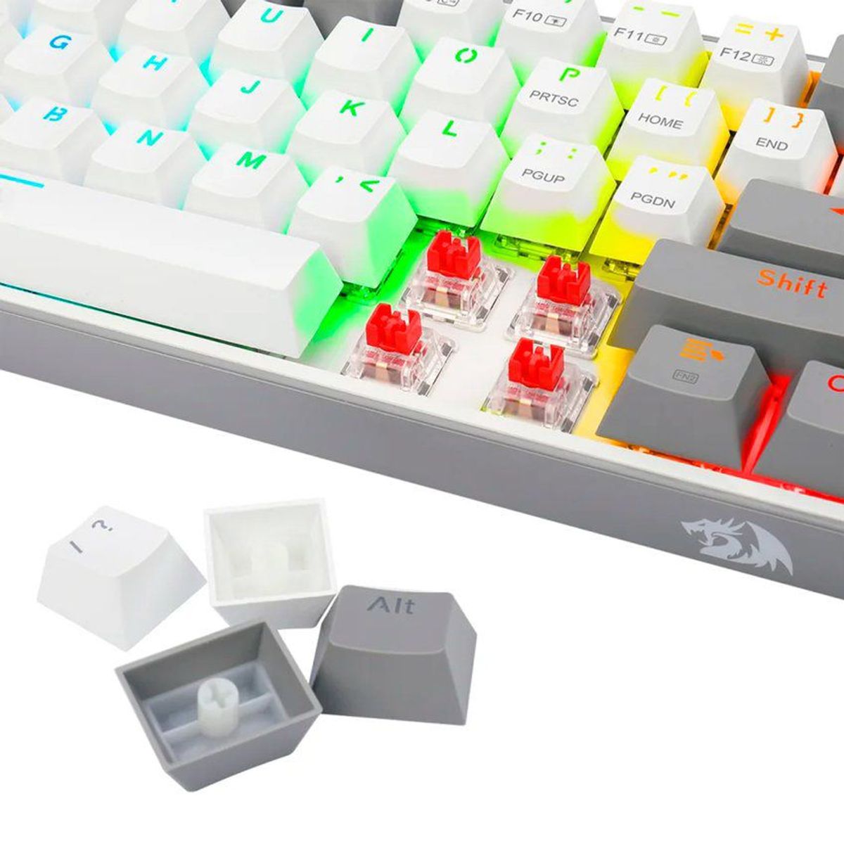 REDRAGON - Teclado mecánico redragon 60 fizz pro k616rgb inalámbrico blanco /gris