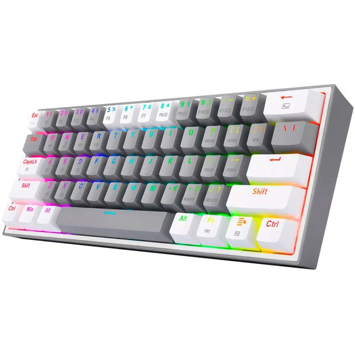 REDRAGON - Teclado mecánico redragon 60 fizz pro k616rgb inalámbrico gris/ blanco