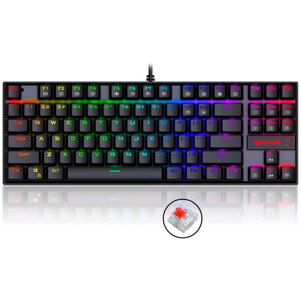 REDRAGON - Teclado mecánico redragon kumara tkl switch  red negro rgb