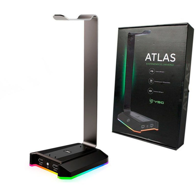 VSG - Soporte gamer para audífonos vgs atlas aluminio puertos usb a