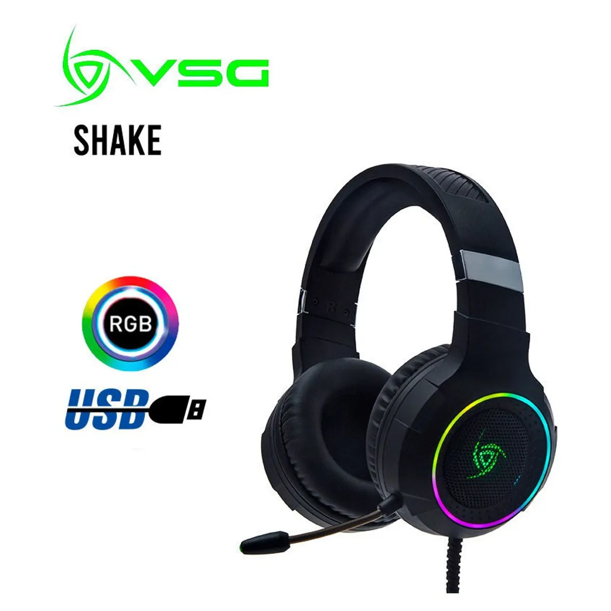 VSG - Audifono vsg shake 7.1 virtual, led rgb - usb