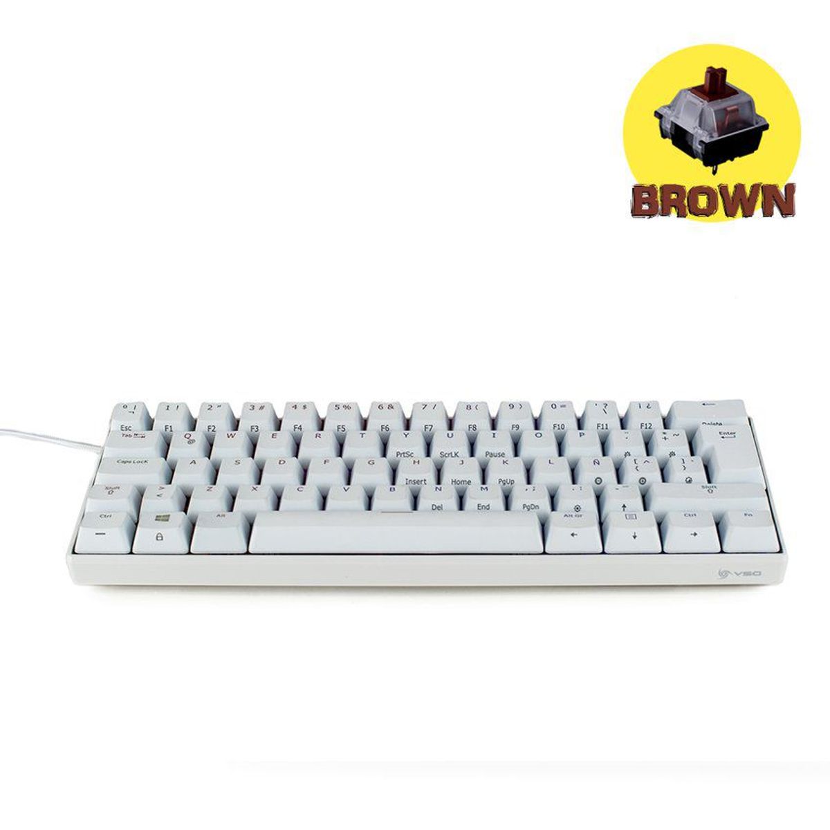 VSG - Teclado gamer mecánico vsg mintaka 60 blanco - marrón