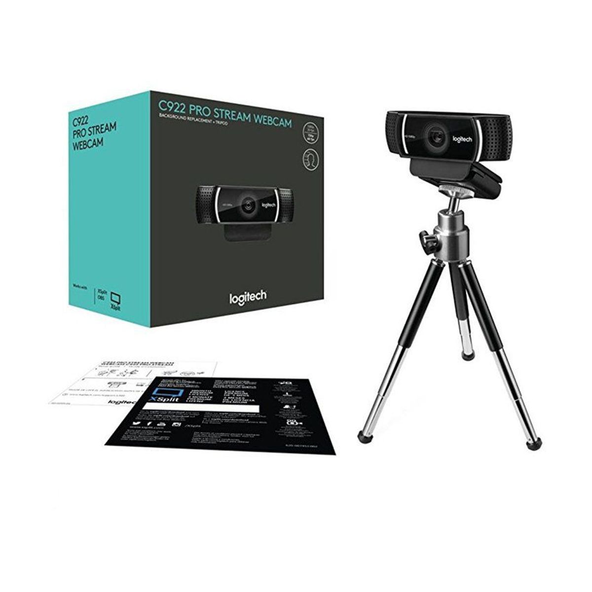 LOGITECH - Cámara web logitech c922 1080 px full hd + trípode - negro