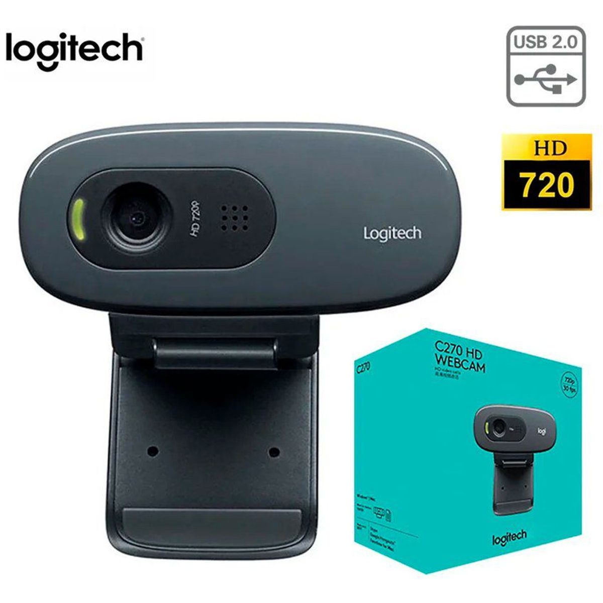 LOGITECH - Camara web c270 logitech 3mp 1280 x 720 pixeles usb 2.0 negro