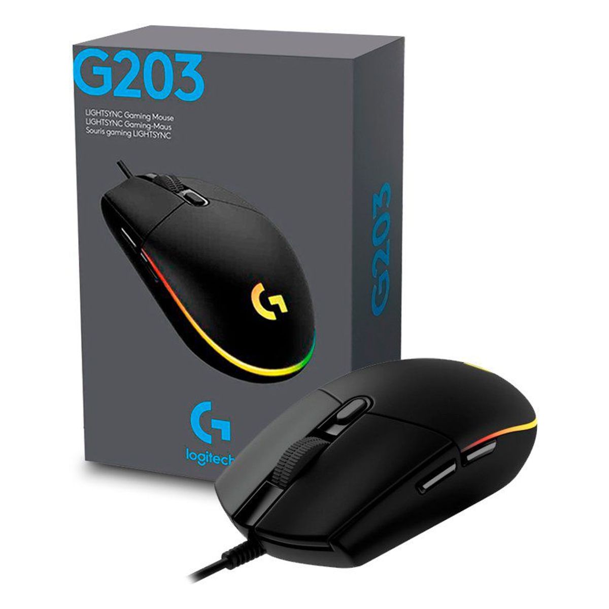 LOGITECH - Mouse gamer logitech g203 lightsync rgb - negro