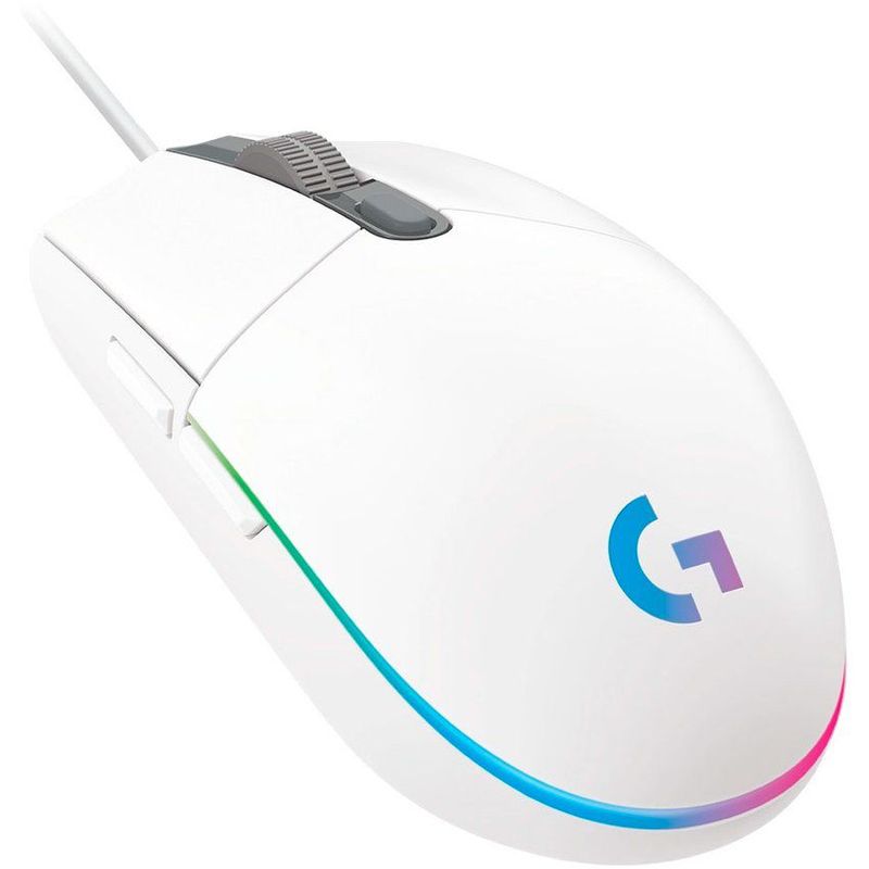 LOGITECH - Mouse gamer logitech óptico g203 lightsync alámbrico usb 8000 dpi blanco