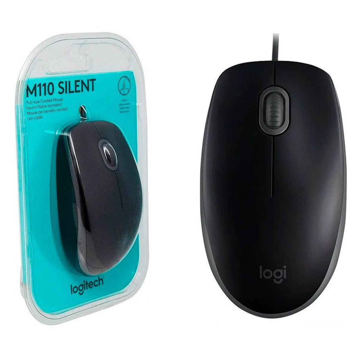 LOGITECH - Mouse Óptico Logitech M110 Silencioso Diseño clasico - Negro