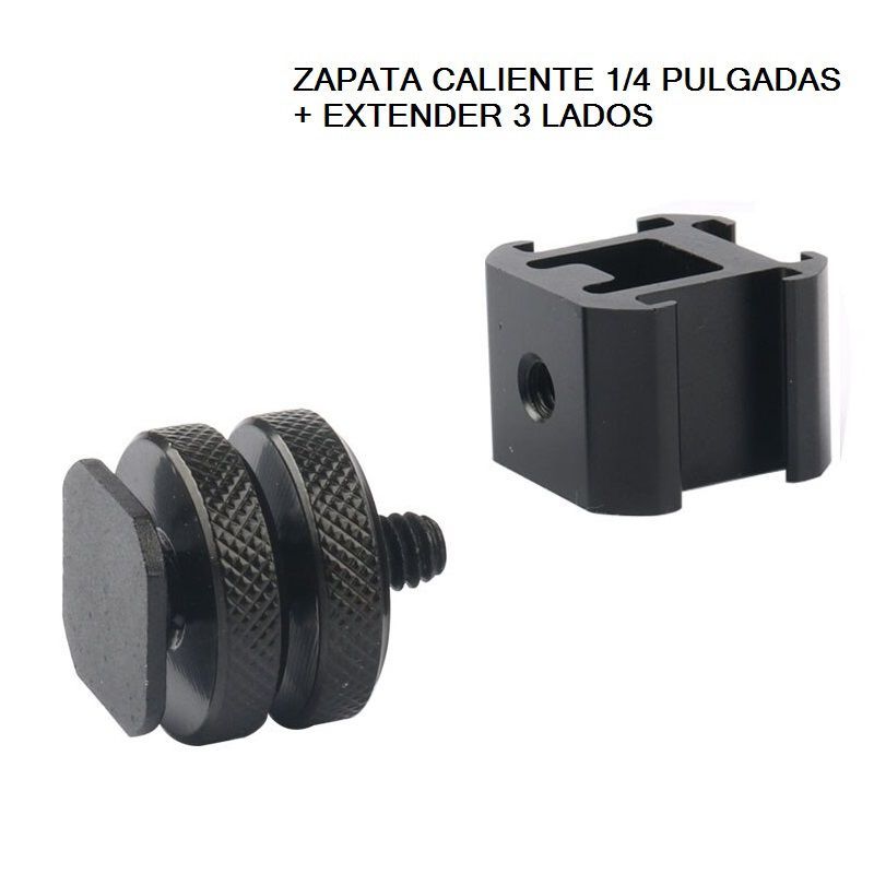 GENERICO - Zapata para cámara fotográfica 1/4 Pulgada  de Tres Ranuras