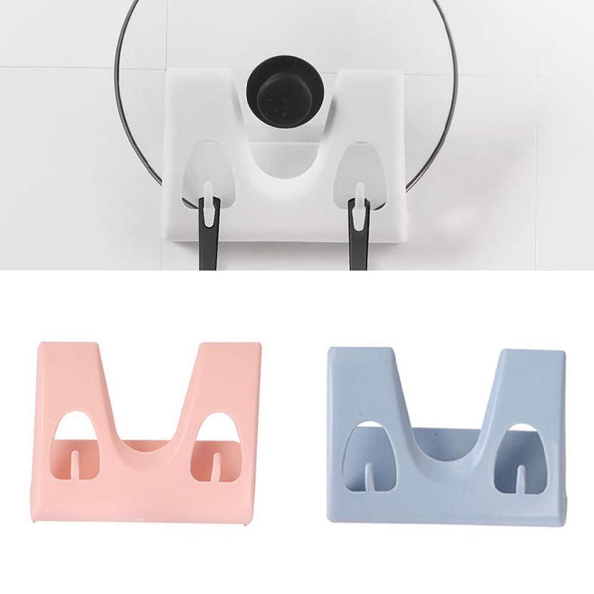 GENERICO - Colgador Soporte Para Tapas Tablas De Cocina Adhesivo- Blanco