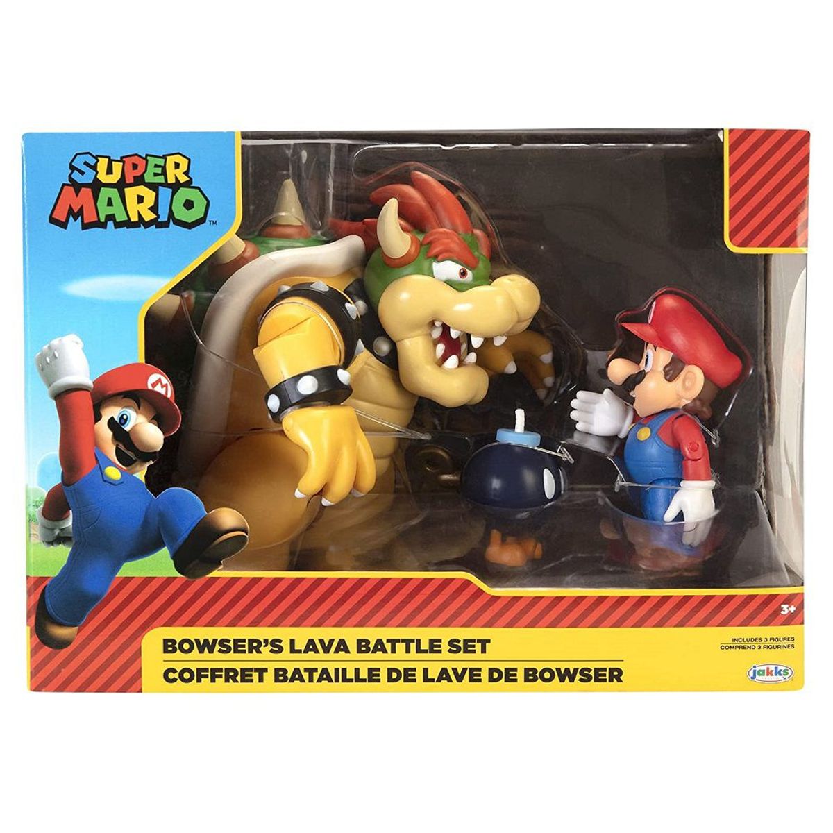 JAKKS PACIFIC - Set Super Mario Batalla de Lava Bowser vs Mario Bros