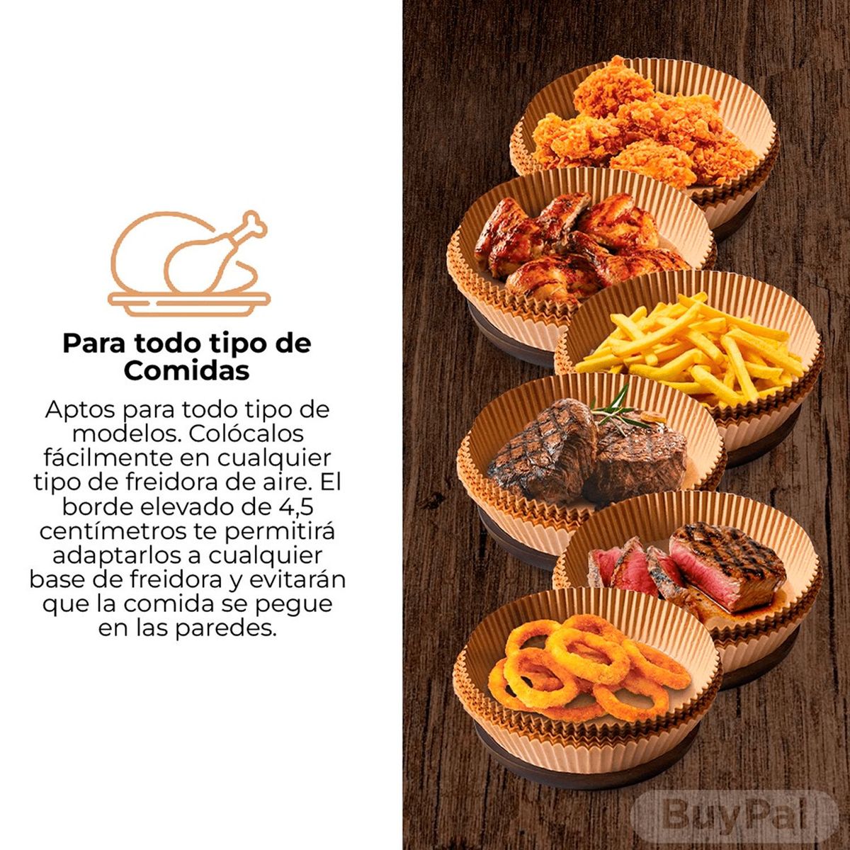 BUYPAL - Papel para Freidora Frituras Hornear Desechable Antiadherente