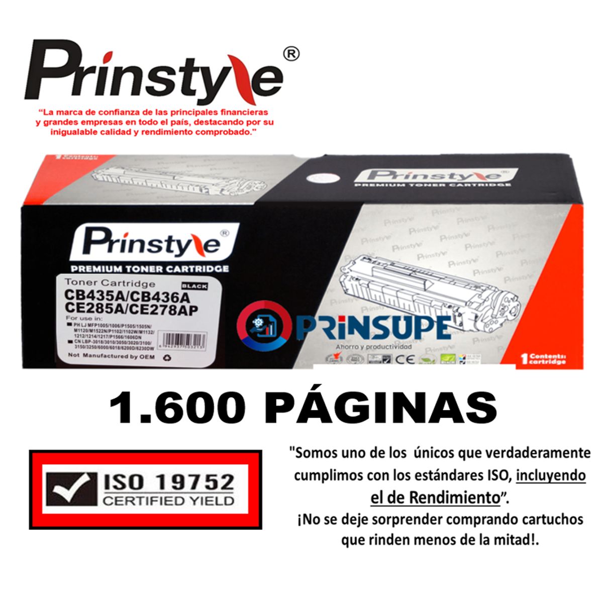 PRINSTYLE - TONER 85A  CE285A  PRINSTYLE  1.600 PÁG.   -ISO 19752-