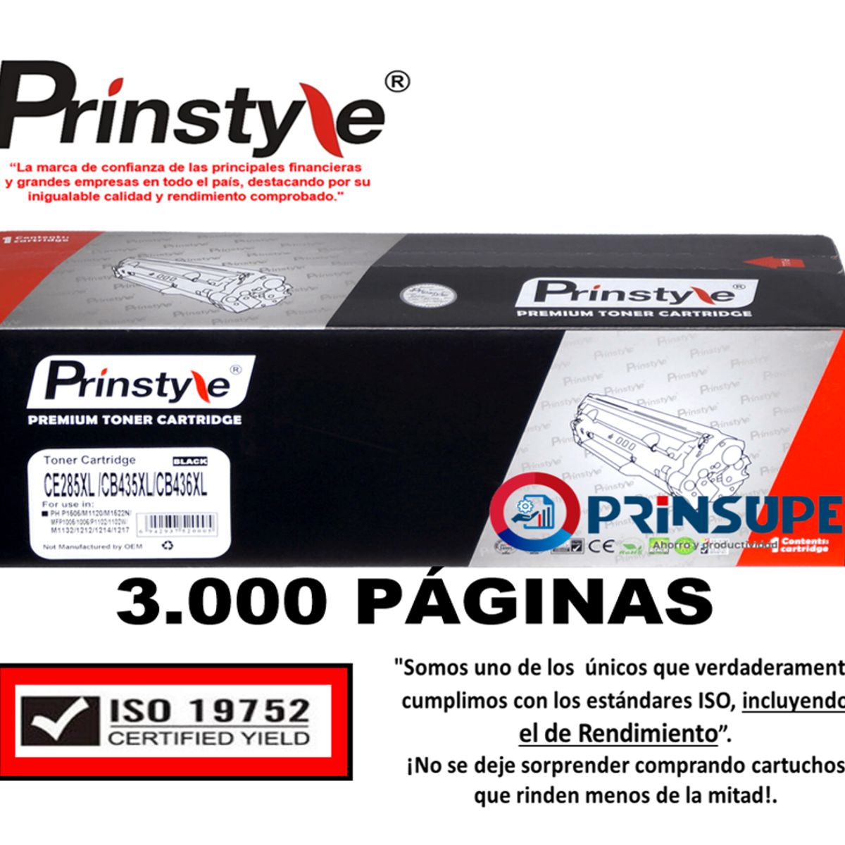 GENERICO - TONER DE 3.000 PÁG 85A PRINSTYLE CE285A  -ALTO RENDIMIENTO-