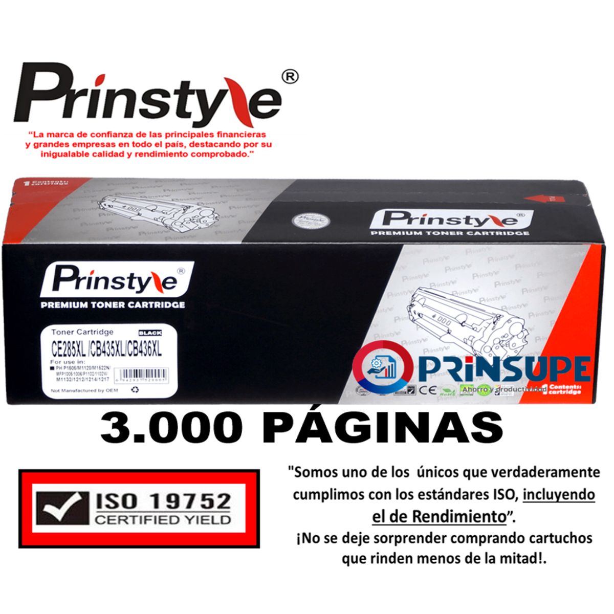 GENERICO - TONER DE 3.000 PÁG 85A PRINSTYLE CE285A  -ALTO RENDIMIENTO-
