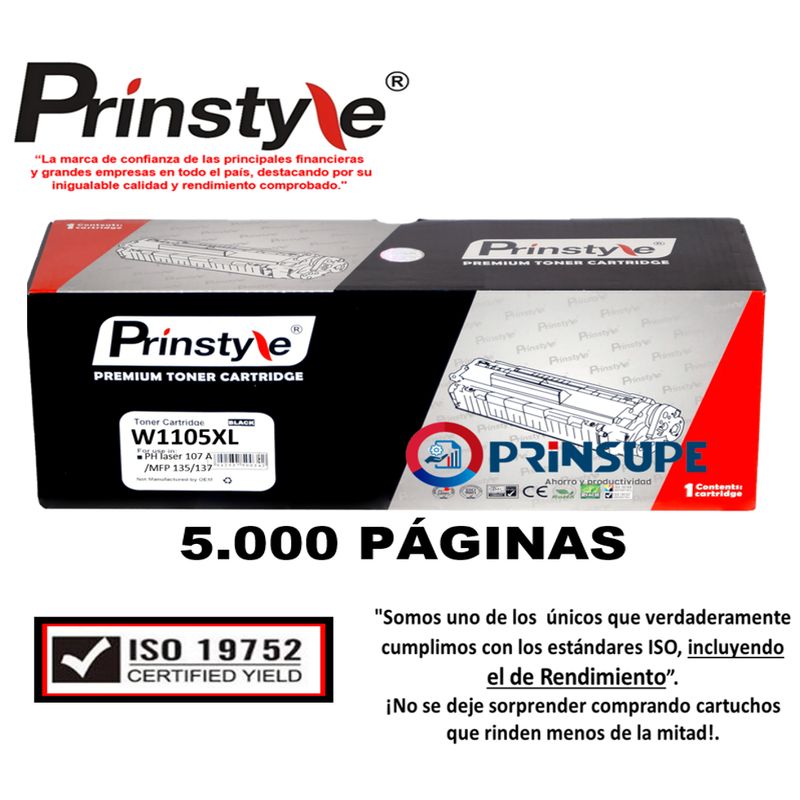 PRINSTYLE - TONER DE 5.000 PÁG PRINSTYLE 107A CON CHIP- ALTO RENDIMIENTO