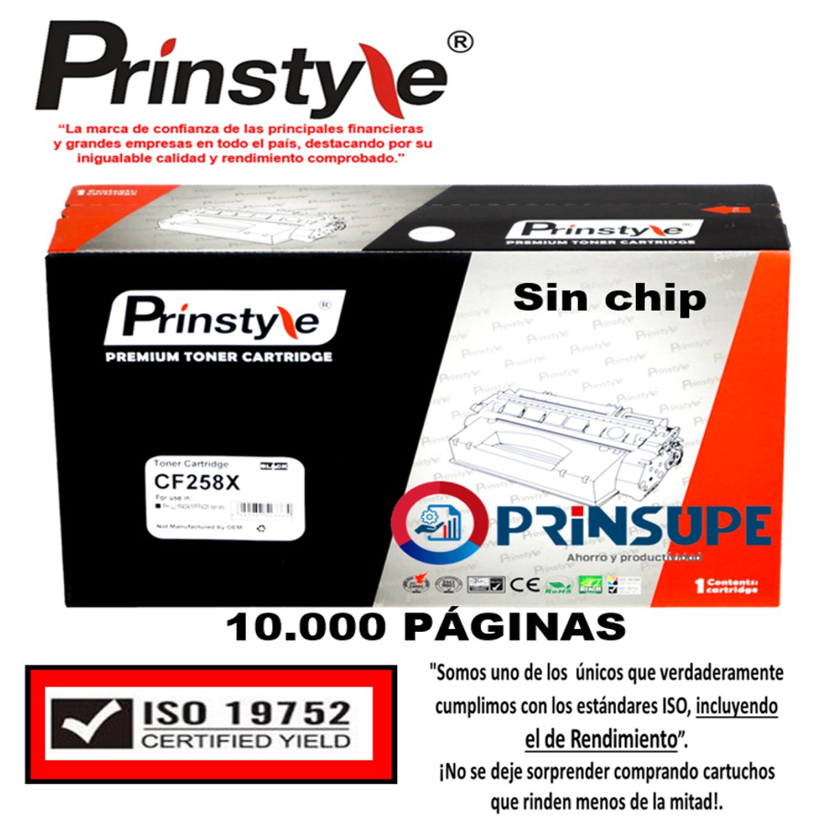 PRINSTYLE - TONER PRINSTYLE 58X CF258X 10.000PÁG. SIN CHIP ISO  RENDIMIENTO 19752