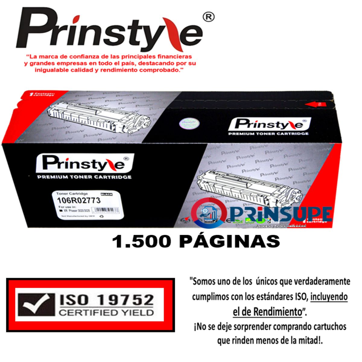 PRINSTYLE - TONER DE 1.500 PÁG PRINSTYLE 106R02773  XEROX 3020  -ISO 19752-