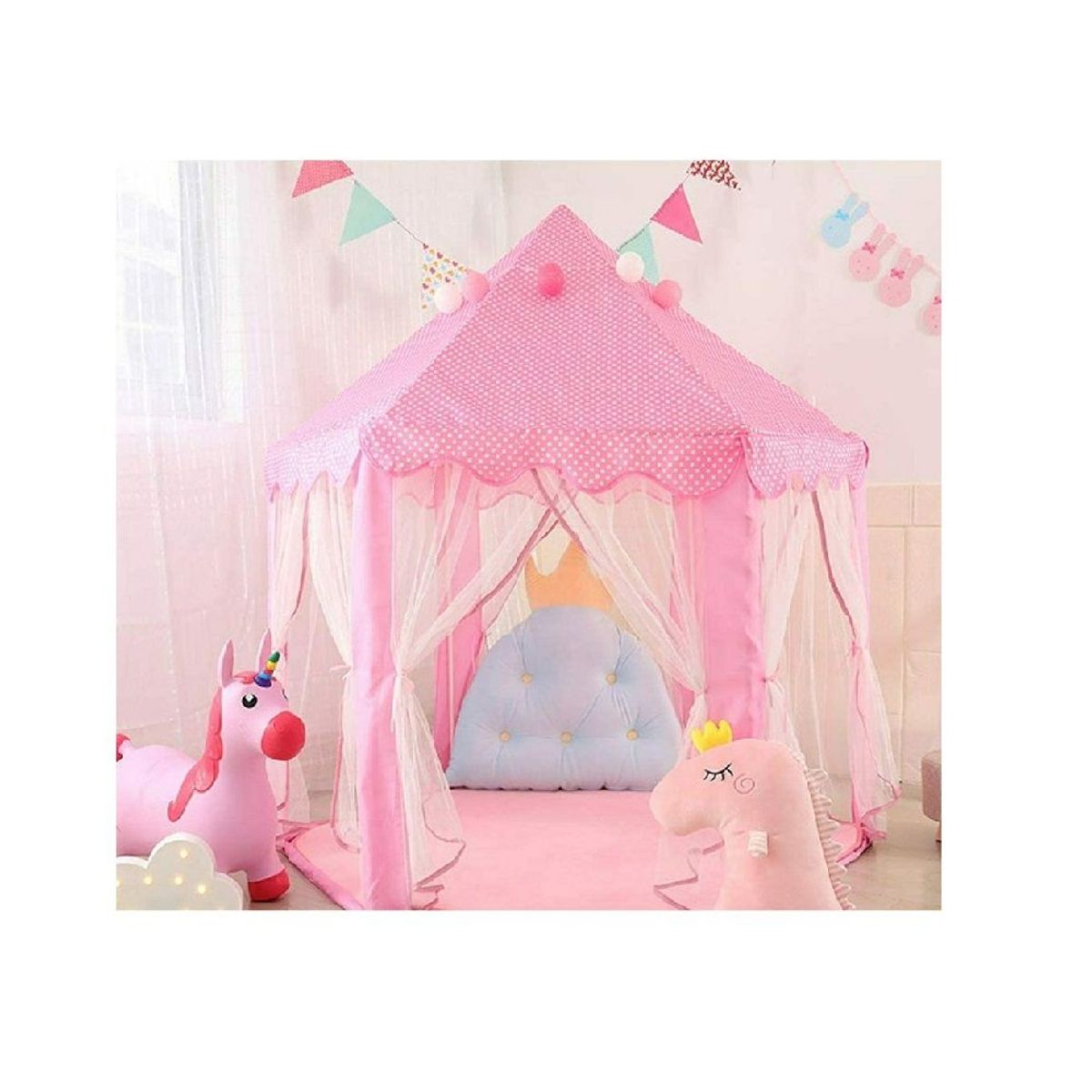 GENERICO - Carpa Castillo Princesa Con Luces Modelo Tul