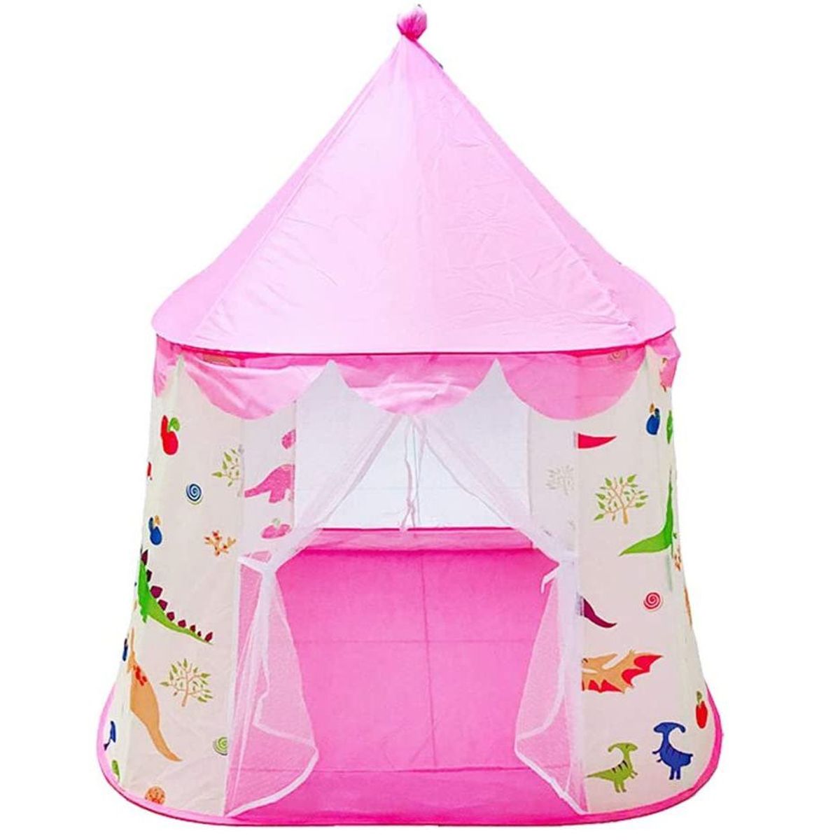 GENERICO - Carpa Casita Armable  Estampado Dinosaurios -  Rosado