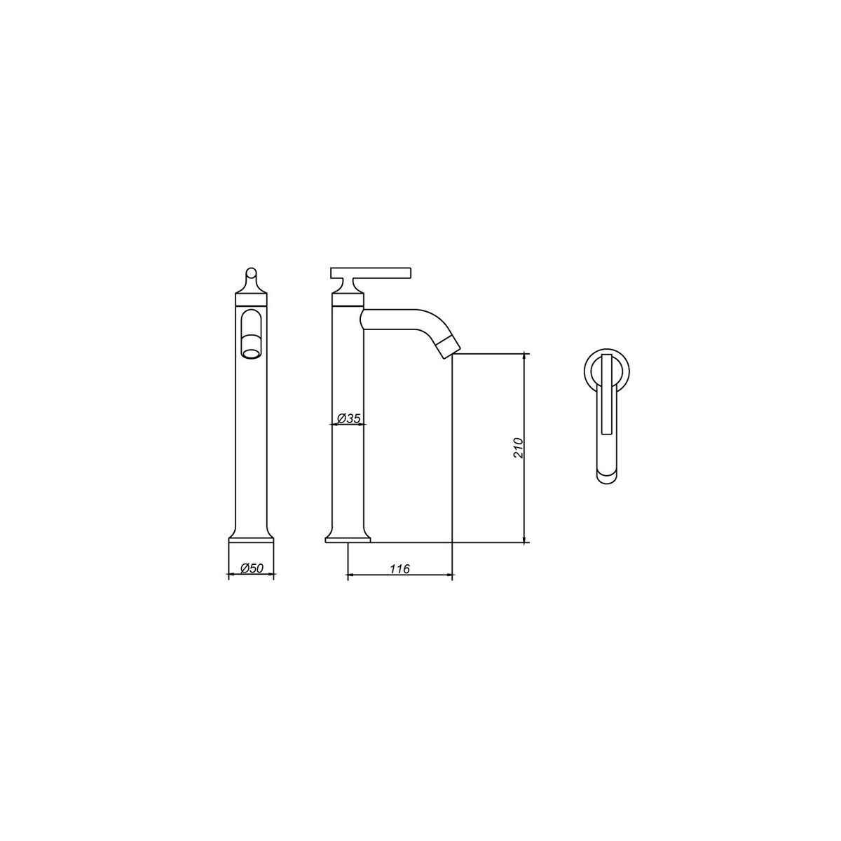 VAINSA - Llave para lavatorio alta night hecho en bronce Vainsa