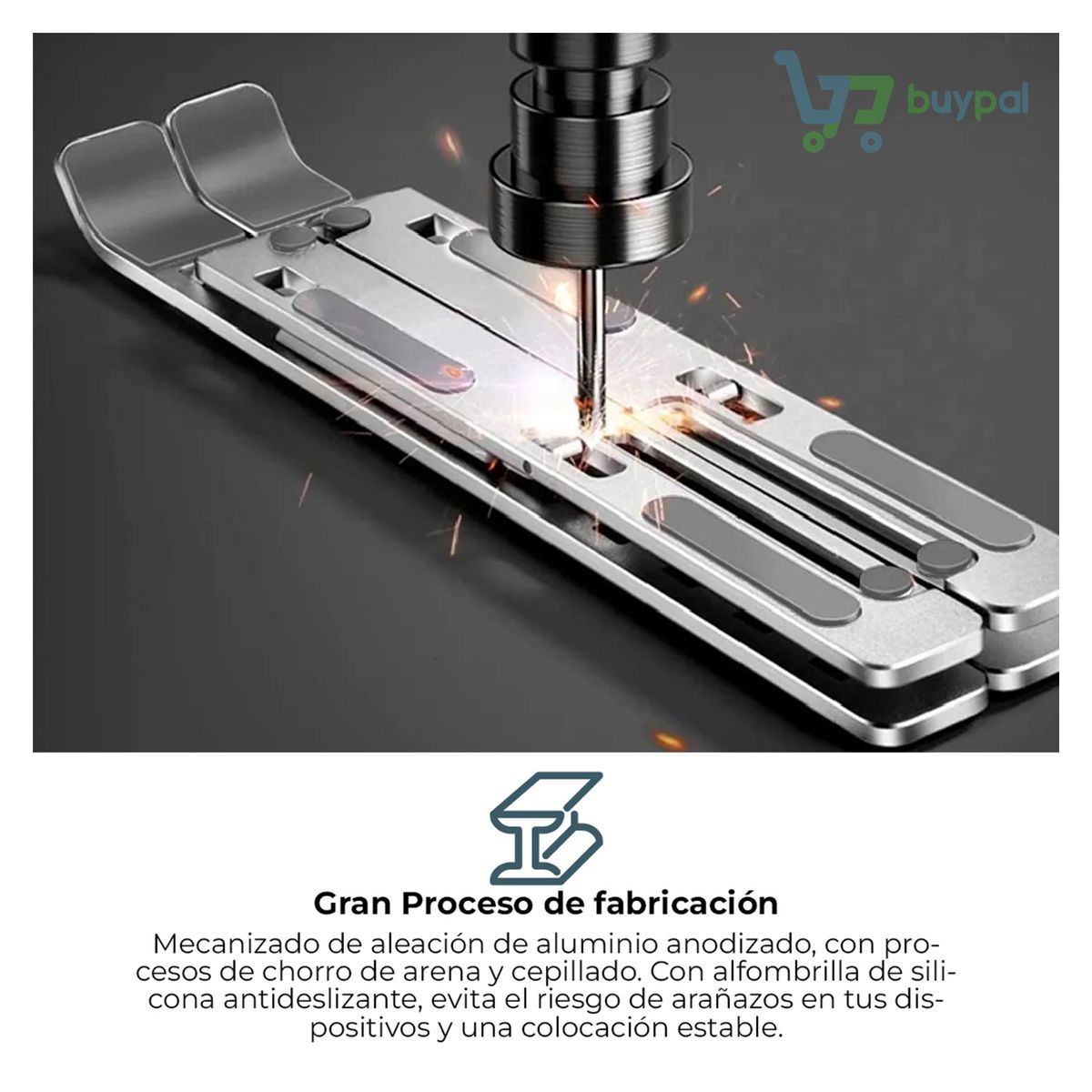 BUYPAL - Soporte Aluminio Plegable Laptop Premium Portatil Multifuncion
