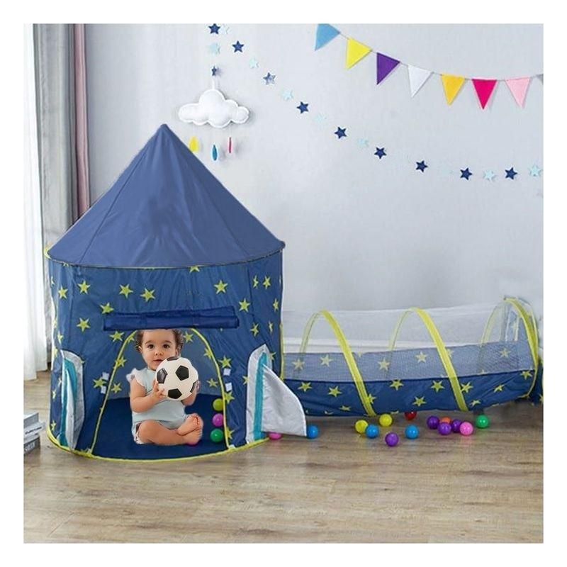 GENERICO - Castillo Carpa modelo Cohete color Azul  Armable para Niños