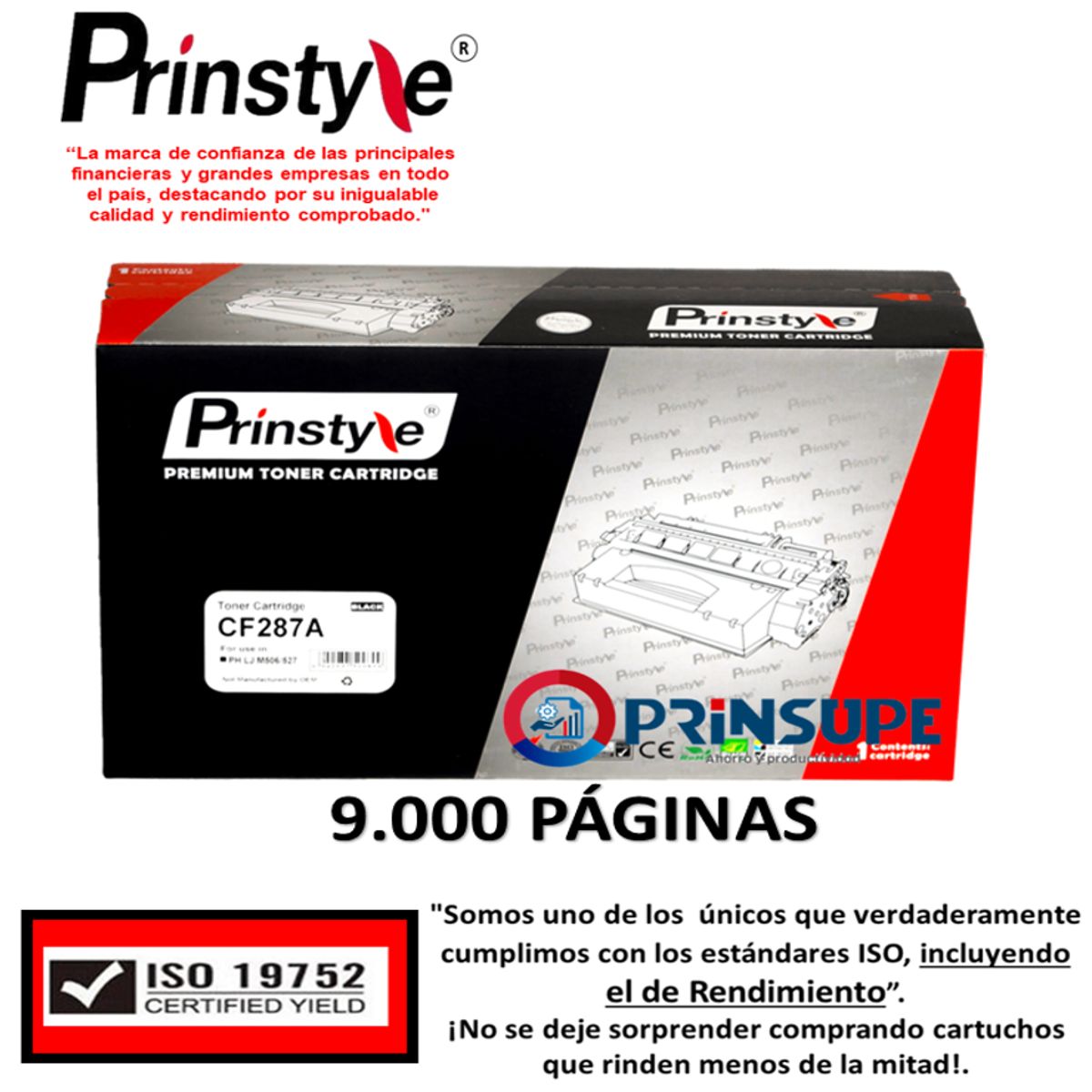 PRINSTYLE - TONER PRINSTYLE 87A CF287A 9.000 PÁG. ISO  RENDIMIENTO 19752