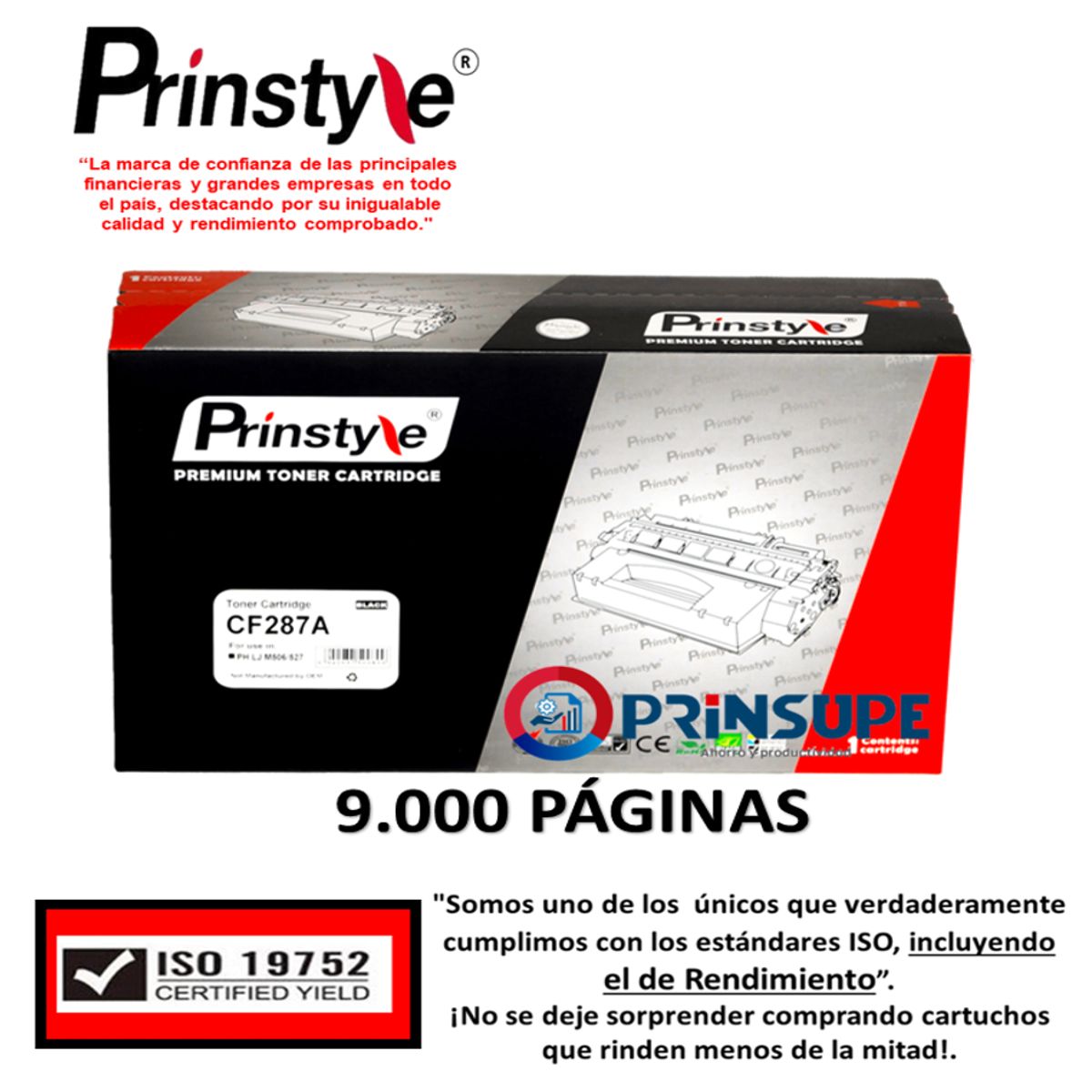 PRINSTYLE - TONER PRINSTYLE 87A CF287A 9.000 PÁG. ISO  RENDIMIENTO 19752