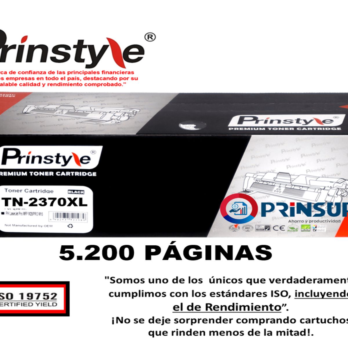 PRINSTYLE - TONER DE 5.200 PÁG  TN-2370   PRINSTYLE TN2370   P/BROTHER ISO 19752