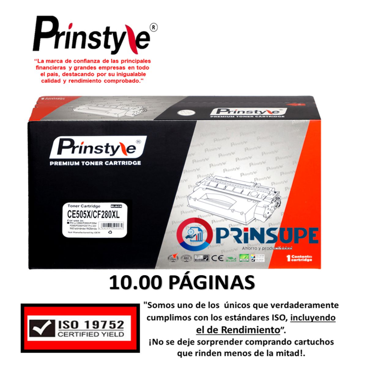 PRINSTYLE - TONER DE 10.000 PÁG. PRINSTYLE 80X - CF280X -ALTO RENDIMIENTO-