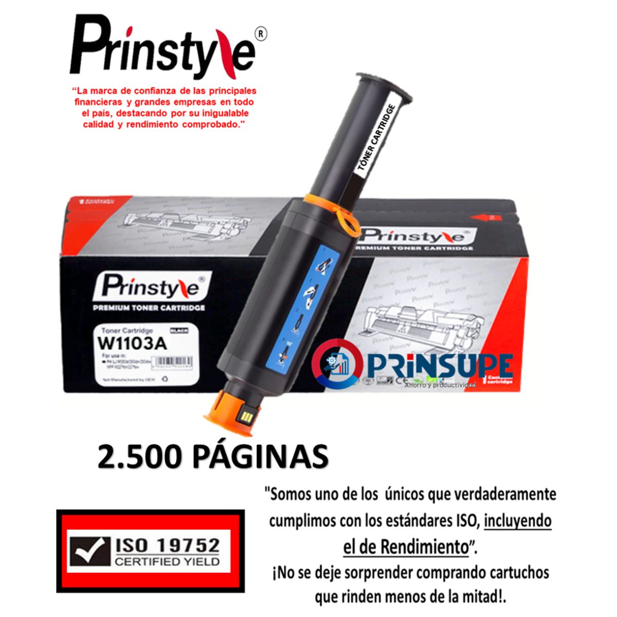 PRINSTYLE - TONER PRINSTYLE 103A  W1103A 2.500 PÁG  ISO DE RENDIMIENTO 19752