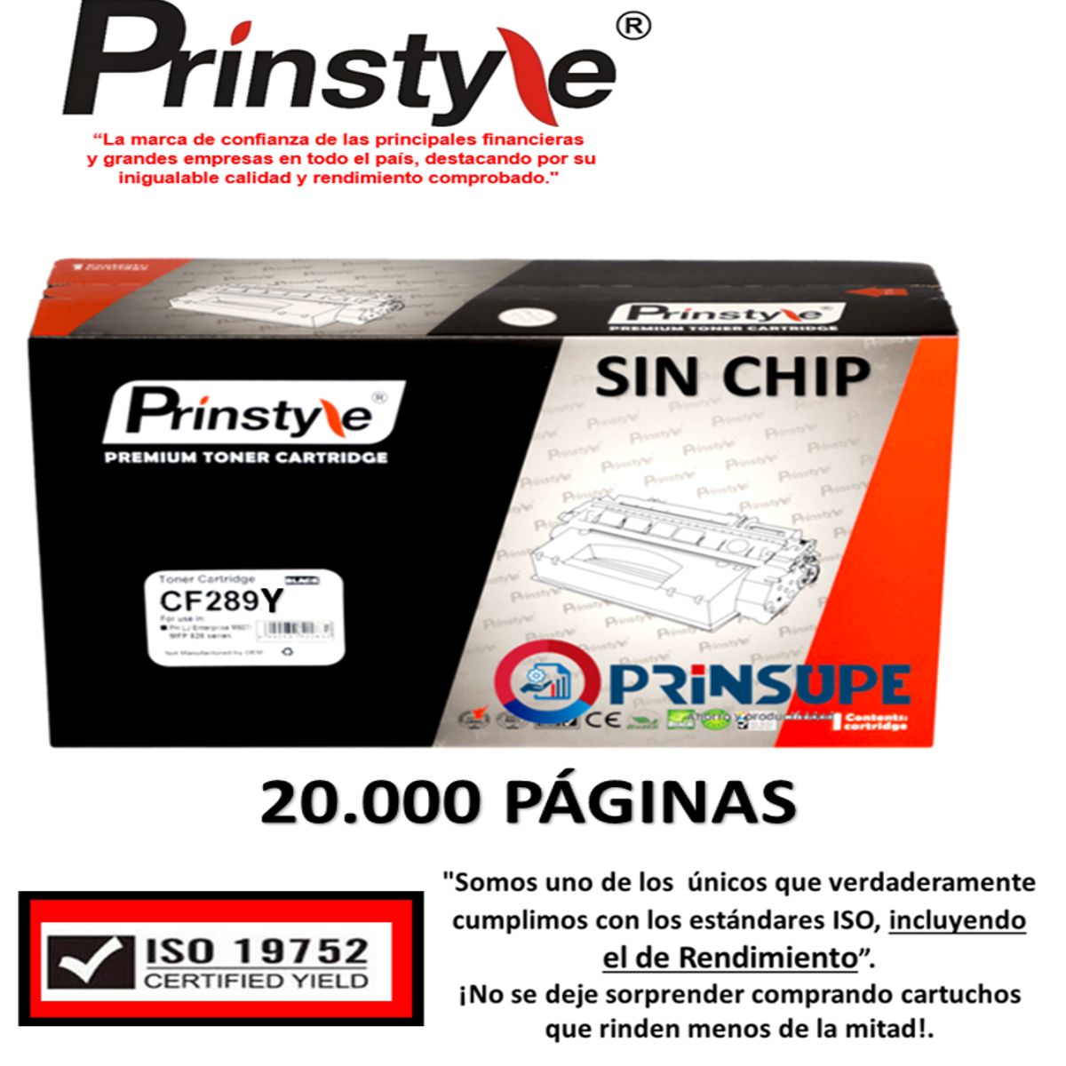 PRINSTYLE - TONER PRINSTYLE 89X 89Y CF289Y 20.000 PÁG SIN CHIP  ISO 19752