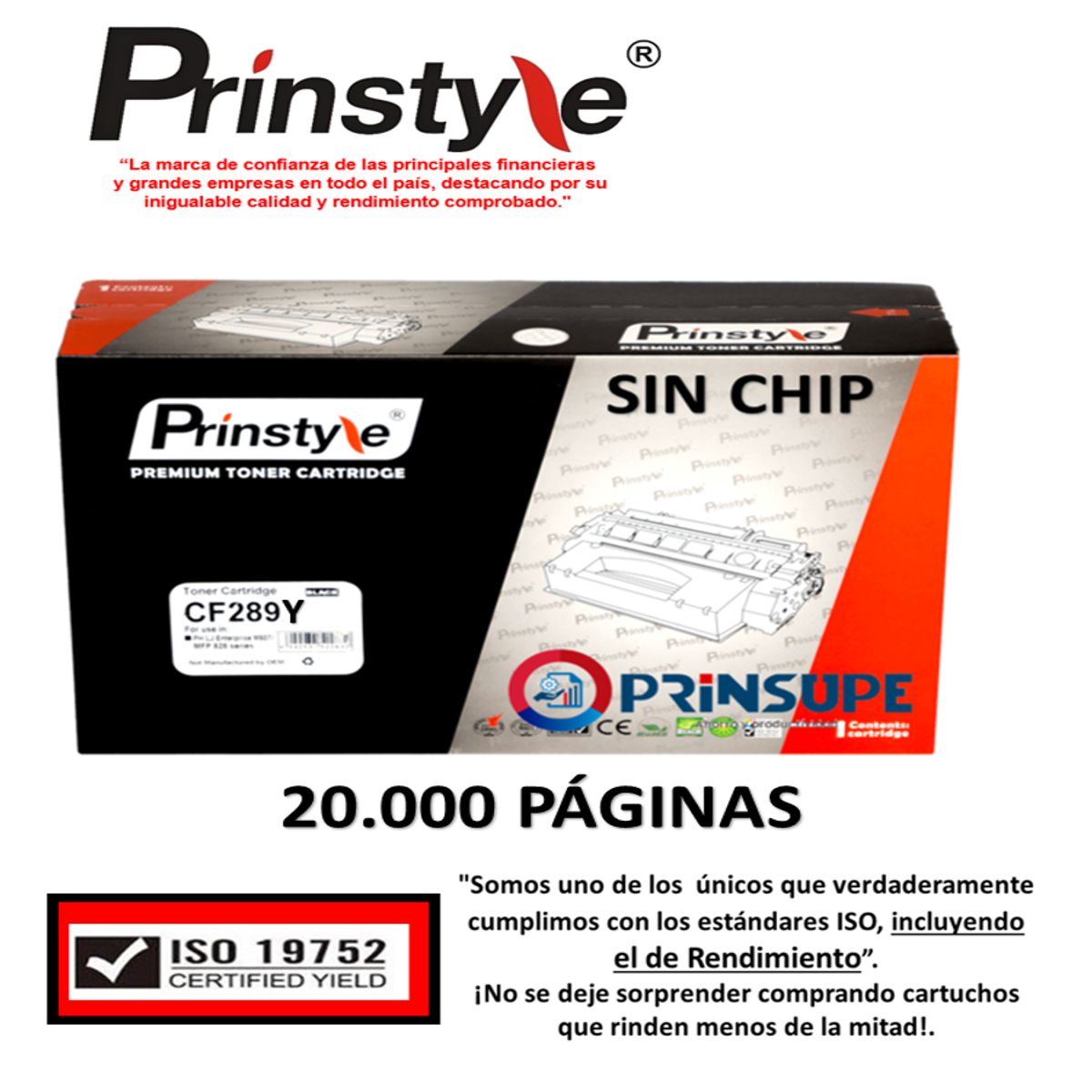PRINSTYLE - TONER PRINSTYLE 89X 89Y CF289Y 20.000 PÁG SIN CHIP  ISO 19752