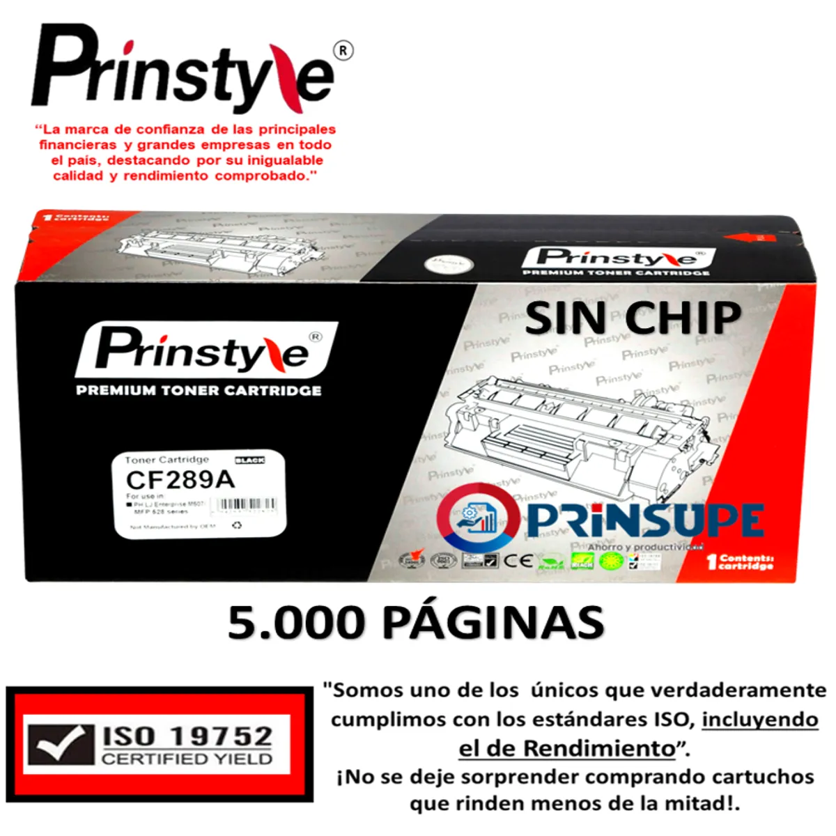 PRINSTYLE - TONER PRINSTYLE 89A CF289A 5.000 PÁG SIN CHIP  ISO RENDIMIENTO 19752