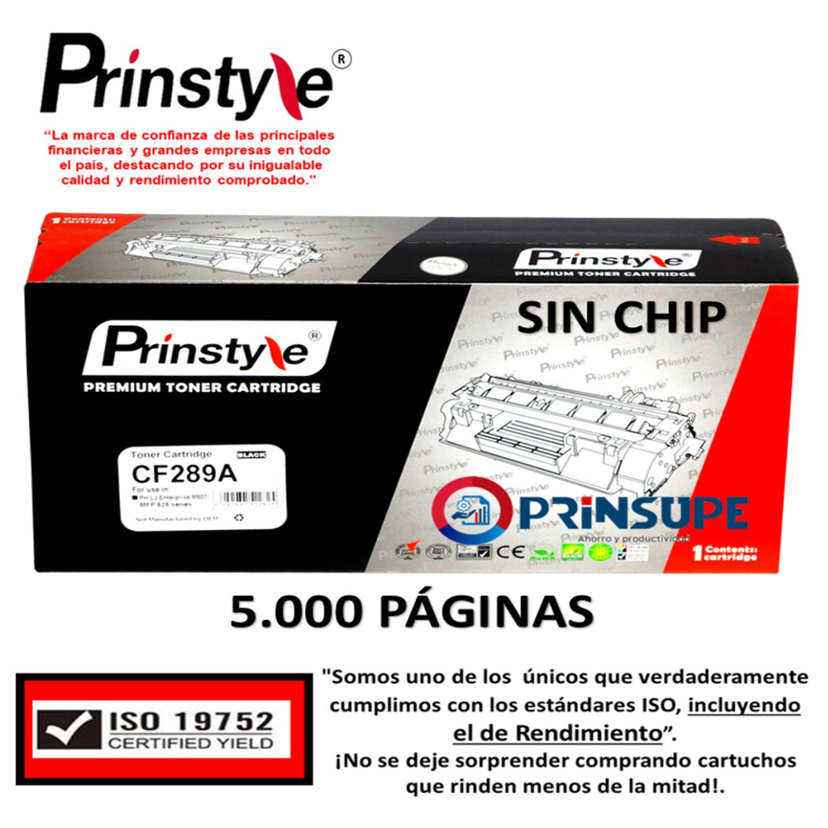 PRINSTYLE - TONER PRINSTYLE 89A CF289A 5.000 PÁG SIN CHIP  ISO RENDIMIENTO 19752