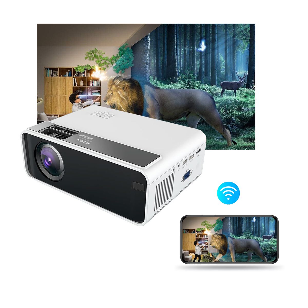 NEO DIGITAL - Proyector led multimedia hd wifi 5500 lúmenes hdmi vga usb G86B